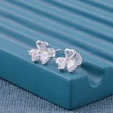 Silver Flower Design CZ Diamond Earrings for Women